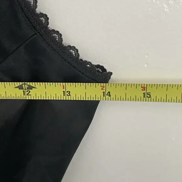 Y2K Sheer Black Nylon Tank Top Lingerie Lace Trim Bow Fairy Grunge Coquette M - Picture 4 of 6